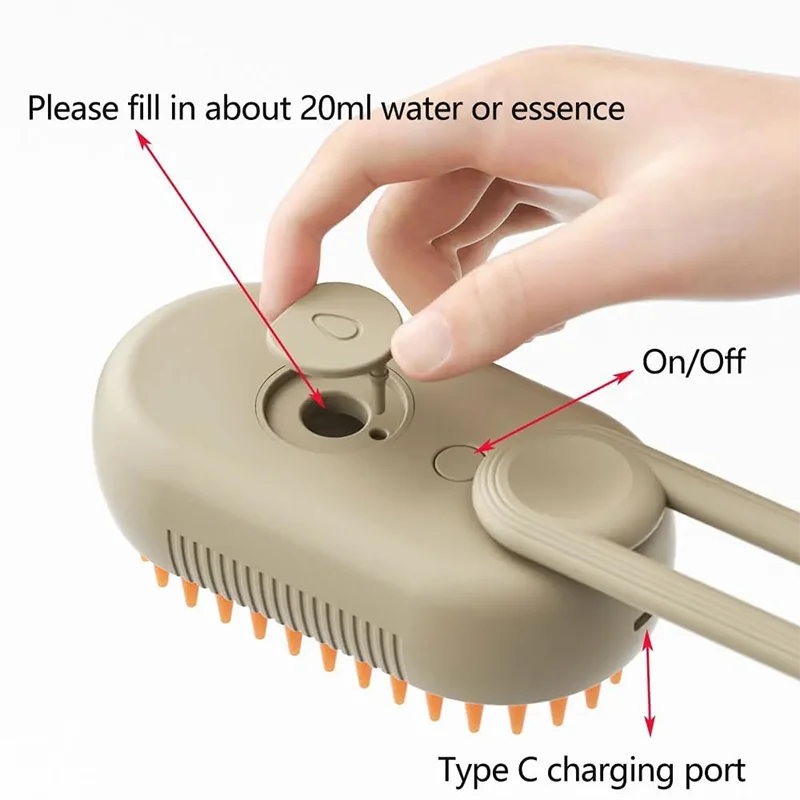 3-in-1 Pet Grooming Comb – Steam Spray Brush